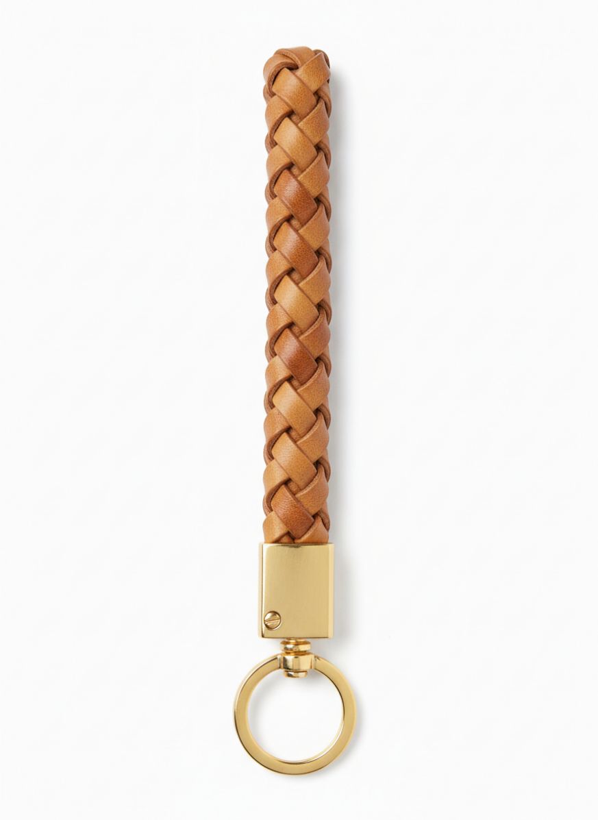 Braided Vachetta Leather Keychain